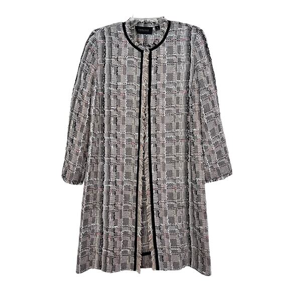 Carlisle Collection Beige Neutral Open Long Tweed Textured Jacket Coatigan 8 - Picture 3 of 12
